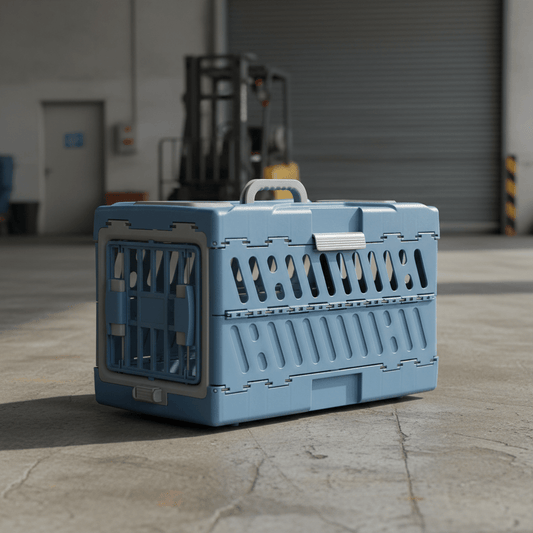 Folding Plastic Pet Carrier | Airline-Approved Crate for Small & Large Pets - General Equipment with SMALL YELLOW 18.9″X11.8″X12.5″ | Sold by Uncle Wiener's Wholesale