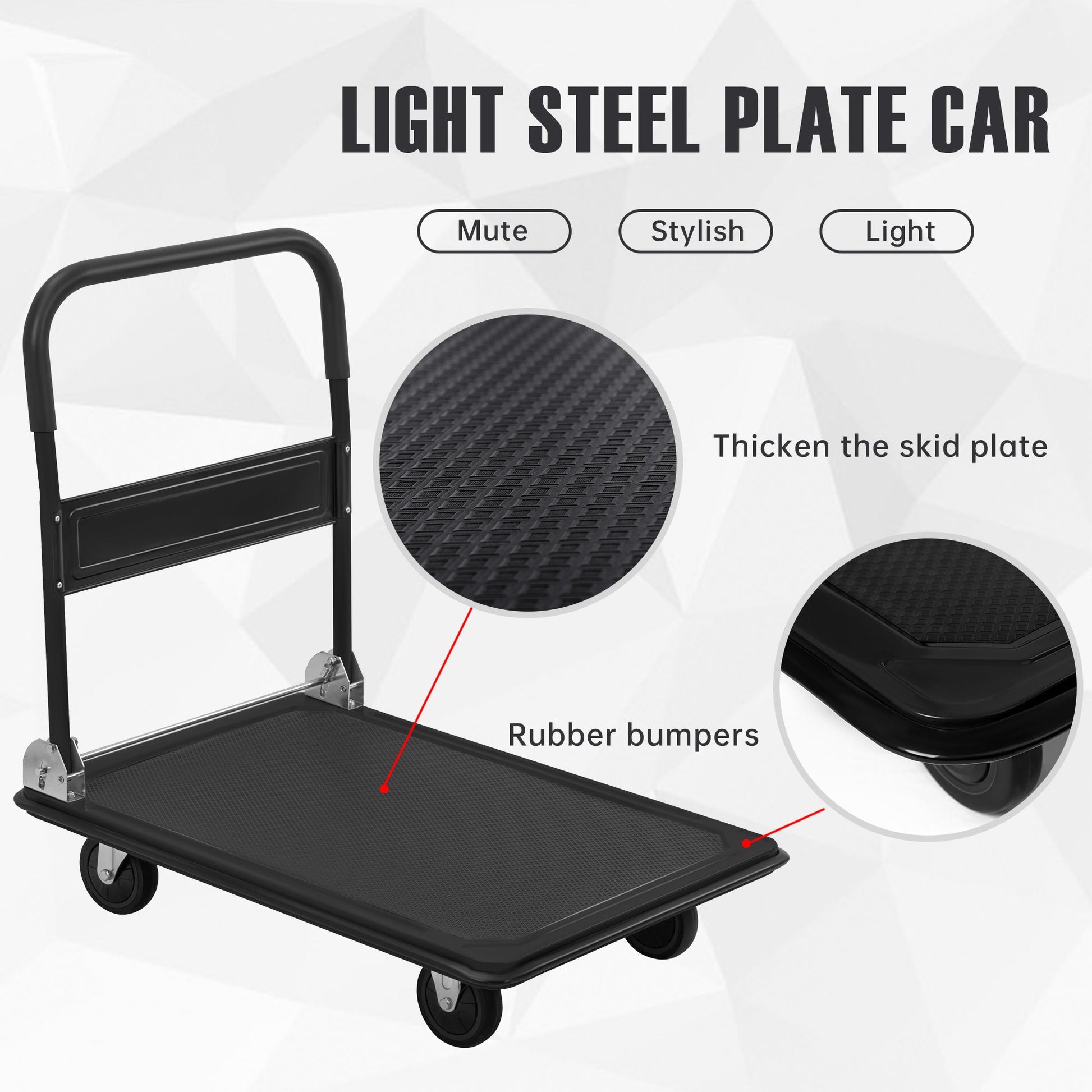 Folding Steel Platform Cart 660 lb Capacity Heavy Duty Warehouse Dolly AMMPC300 - with | Sold by Uncle Wiener's Wholesale