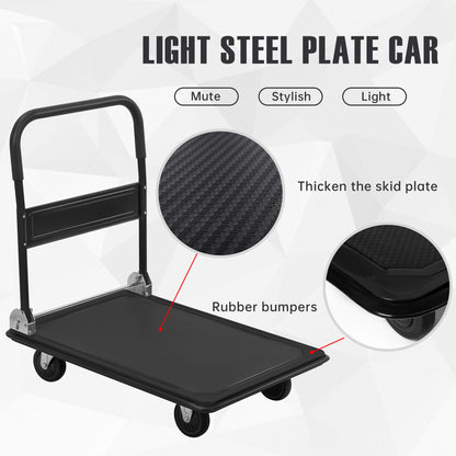 Folding Steel Platform Cart 660 lb Capacity Heavy Duty Warehouse Dolly AMMPC300 - with | Sold by Uncle Wiener's Wholesale