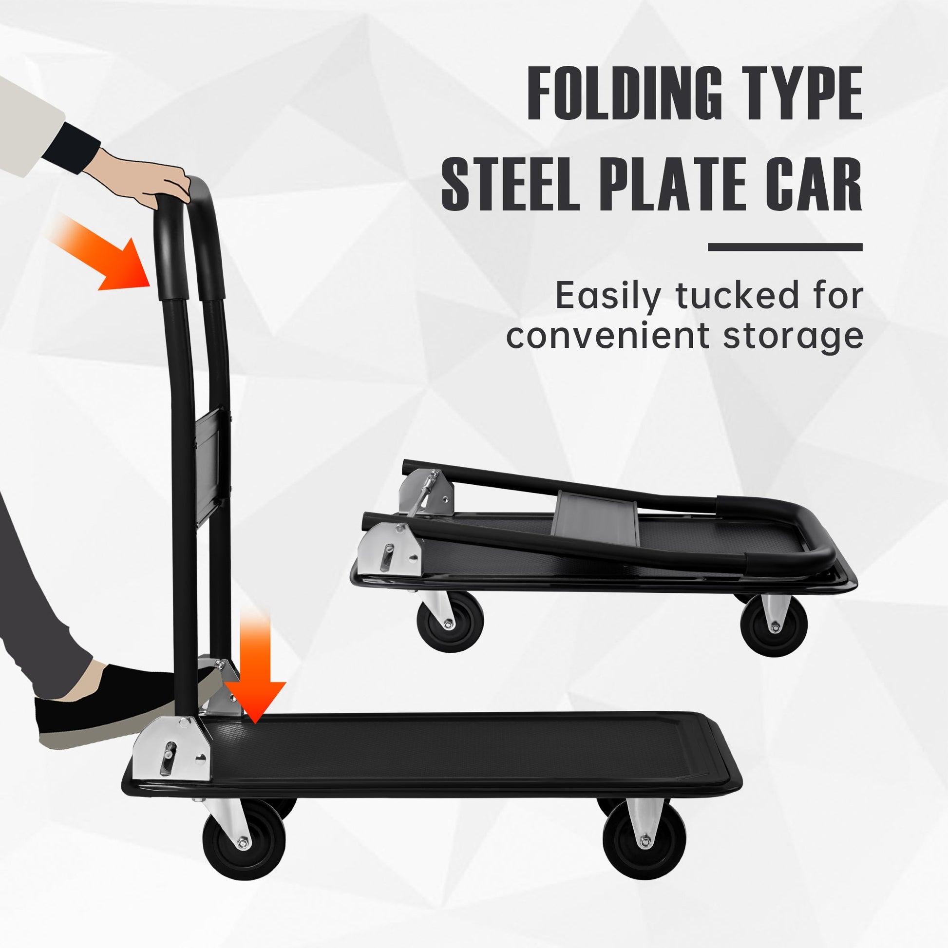 Folding Steel Platform Cart 660 lb Capacity Heavy Duty Warehouse Dolly AMMPC300 - with | Sold by Uncle Wiener's Wholesale