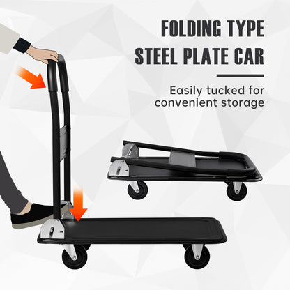 Folding Steel Platform Cart 660 lb Capacity Heavy Duty Warehouse Dolly AMMPC300 - with | Sold by Uncle Wiener's Wholesale