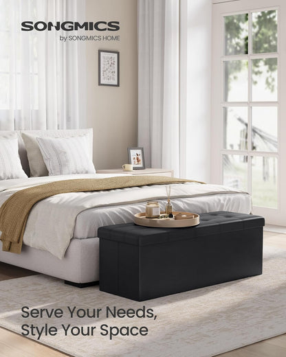 Folding Storage Ottoman Bench with Hidden Storage, Upholstered Foot Rest Bench, Storage Chest and Coffee Table for Living Room, Bedroom and Entryway Ink Black LSF701V1 - with | Sold by Uncle Wiener's Wholesale
