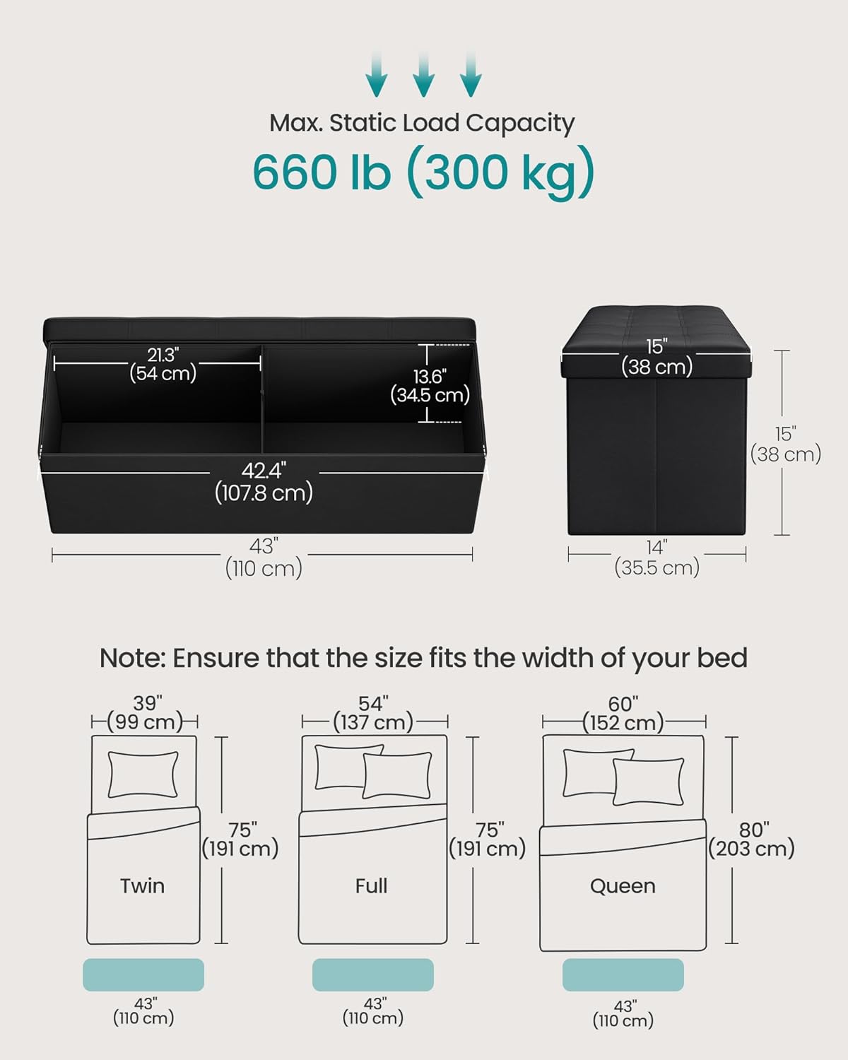 Folding Storage Ottoman Bench with Hidden Storage, Upholstered Foot Rest Bench, Storage Chest and Coffee Table for Living Room, Bedroom and Entryway Ink Black LSF701V1 - with | Sold by Uncle Wiener's Wholesale