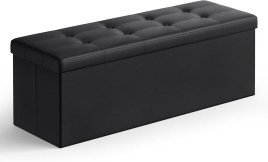 Folding Storage Ottoman Bench with Hidden Storage, Upholstered Foot Rest Bench, Storage Chest and Coffee Table for Living Room, Bedroom and Entryway Ink Black LSF701V1 - with | Sold by Uncle Wiener's Wholesale