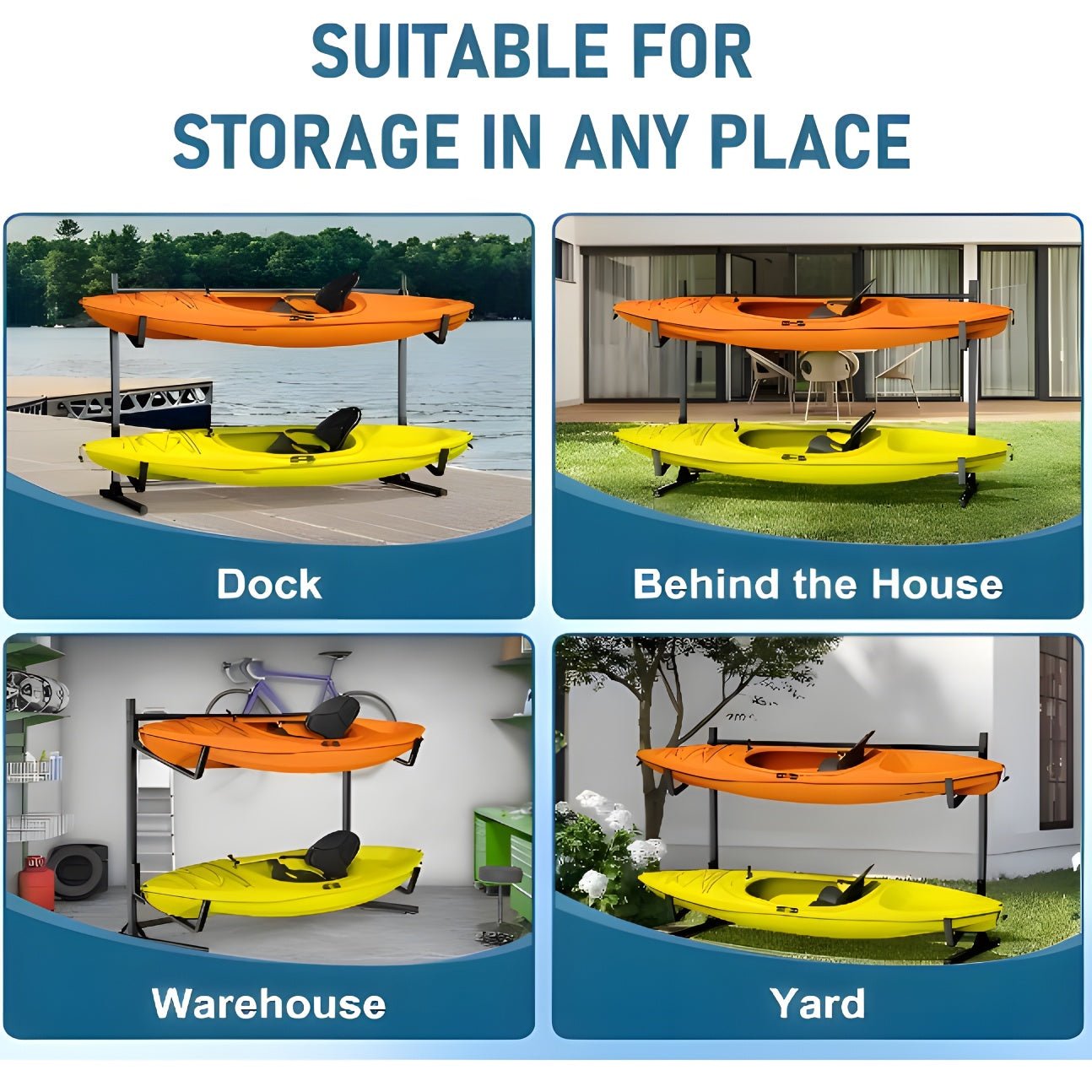 Freestanding 2 - Kayak & Canoe Storage Stand with Paddle Board Rack – 180 LBS Capacity LDKS2X180 - with | Sold by Uncle Wiener's Wholesale
