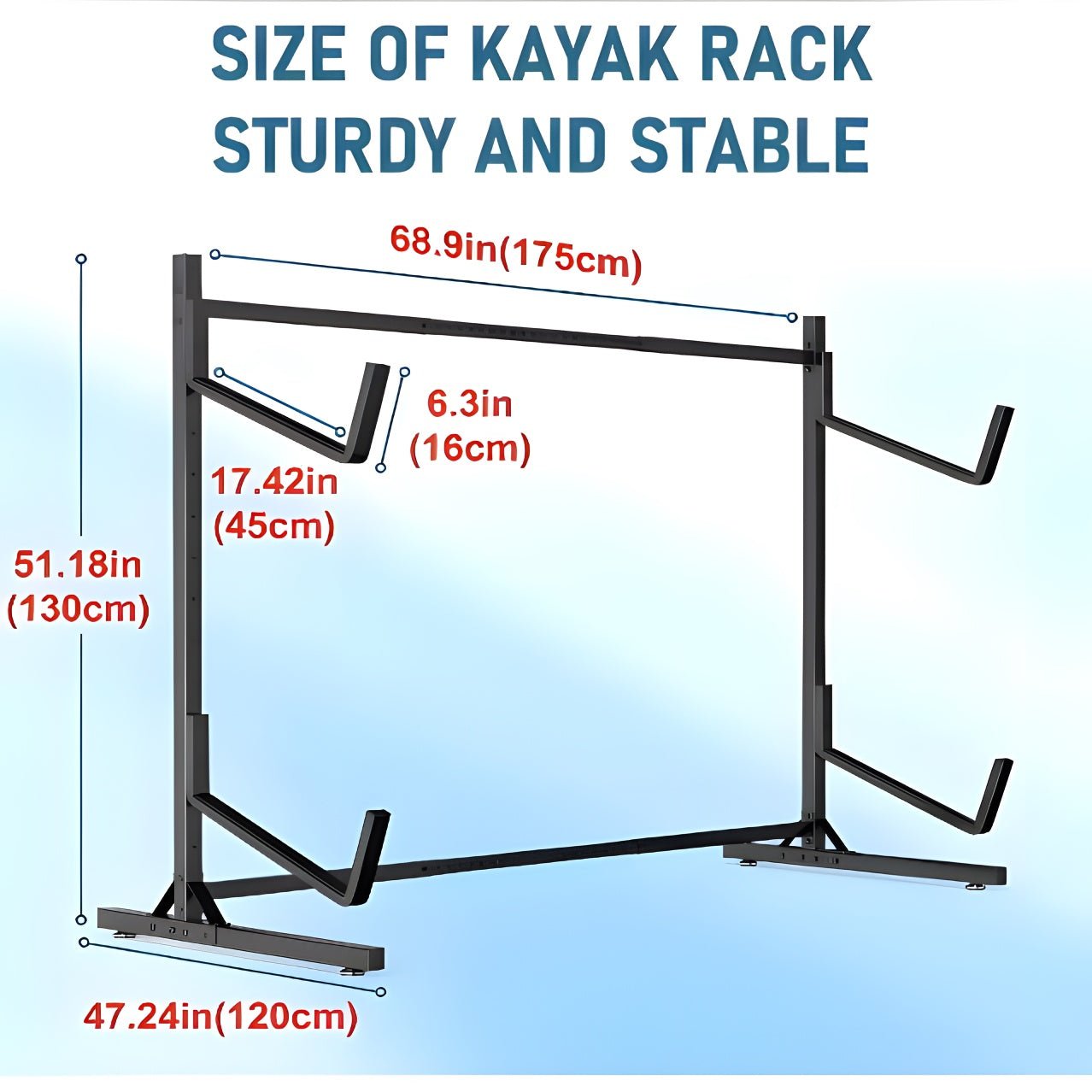 Freestanding 2 - Kayak & Canoe Storage Stand with Paddle Board Rack – 180 LBS Capacity LDKS2X180 - with | Sold by Uncle Wiener's Wholesale