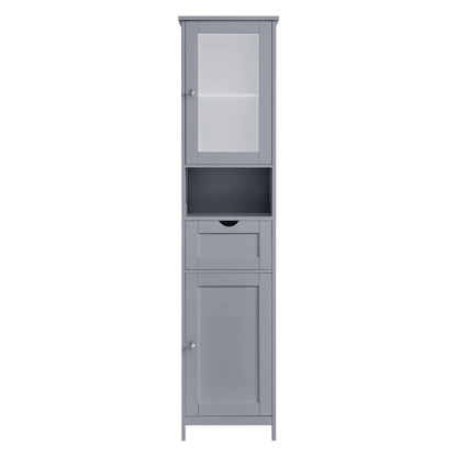 Freestanding Tall Bathroom Storage Cabinet 67in Slim Floor Standing Linen Organizer White / Grey STC022W - with Grey | Sold by Uncle Wiener's Wholesale
