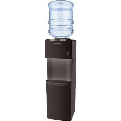 Frigidaire Water Cooler Black: Freestanding Electric Dispenser, 5 Gallon, Hot &38; Cold, Safety Switch, 420W, Bottle Source - with Dimensions (Overall): 34.25 Inches (H) x 13.38 Inches (W) x 13.38 Inches (D) | Sold by Uncle Wiener's Wholesale
