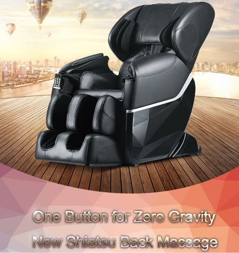 Full Body Zero Gravity Massage Chair – Black or Brown (EC77 / EC77B) - with BLACK | Sold by Uncle Wiener's Wholesale