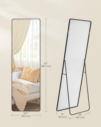 Full Length Mirror with Stand, Full Body Floor Mirror, Wall Mounted Rectangle Mirror for Bedroom, Living Room, Entryway 63 x 19.7 Inches Ink Black LFM030B01 - with | Sold by Uncle Wiener's Wholesale