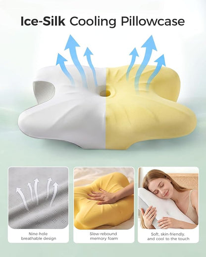 Fumacos Cervical Memory Foam Pillow – Ergonomic Contour Neck Support Pillow with Dual Heights & Cooling Washable Cover, Queen Size - Home products with | Sold by Uncle Wiener's Wholesale