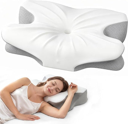 Fumacos Cervical Memory Foam Pillow – Ergonomic Contour Neck Support Pillow with Dual Heights & Cooling Washable Cover, Queen Size - Home products with | Sold by Uncle Wiener's Wholesale