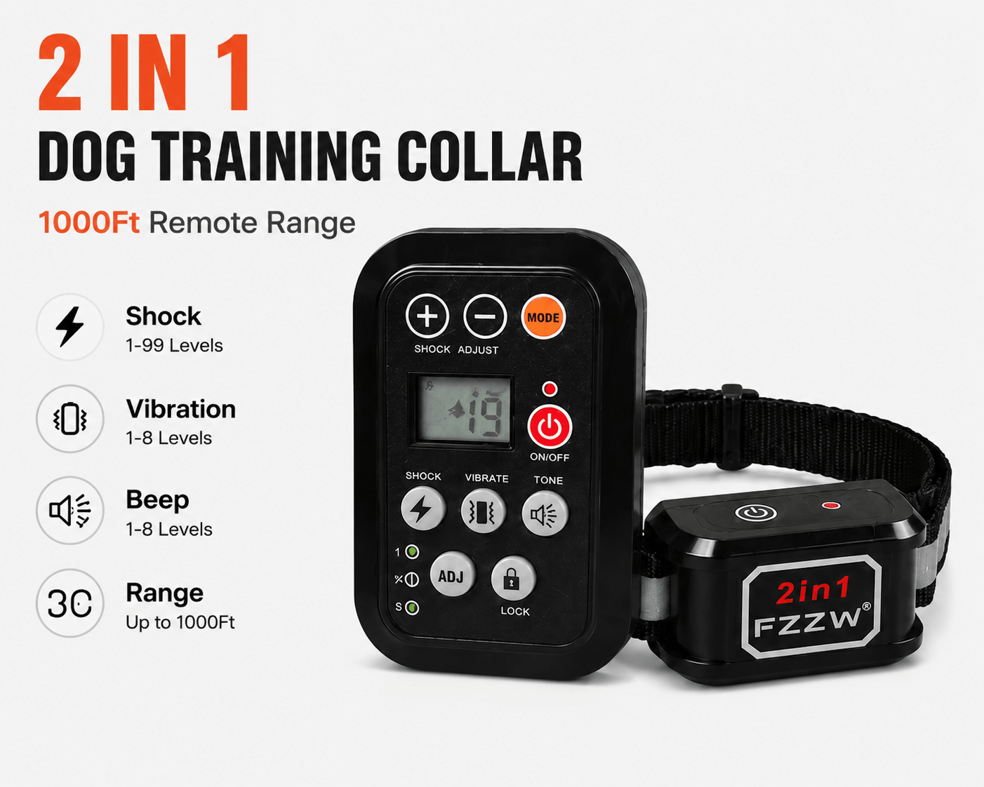 FZZW 2-in-1 Dog Training Collar & Automatic Anti-Barking Device – 1000 ft Remote Range, Model Z-8 - Electronics with | Sold by Uncle Wiener's Wholesale
