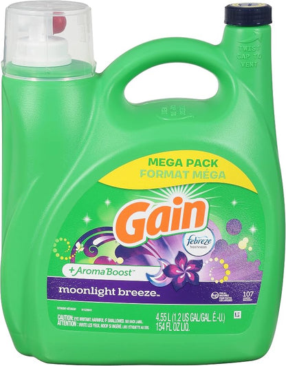 Gain Laundry Detergent Moonlight Breeze – Compatible Laundry Detergent Pods, High Efficiency Washing Machine Detergent, Powerful Stain & Odour Removal - Home products with Detergent + Aroma Boost Moonlight Breeze Mega Pack | Sold by Uncle Wiener's Wholesale