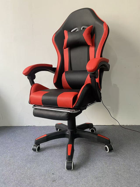 Gaming Chair with Footrest & Bluetooth Speakers – Ergonomic PU Leather Recliner GC670 - with Blue | Sold by Uncle Wiener's Wholesale