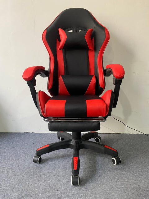 Gaming Chair with Footrest & Bluetooth Speakers – Ergonomic PU Leather Recliner GC670 - with Blue | Sold by Uncle Wiener's Wholesale