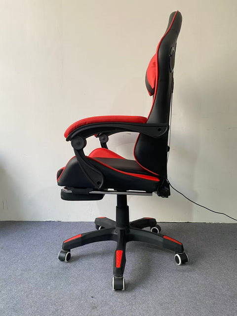 Gaming Chair with Footrest & Bluetooth Speakers – Ergonomic PU Leather Recliner GC670 - with Red | Sold by Uncle Wiener's Wholesale