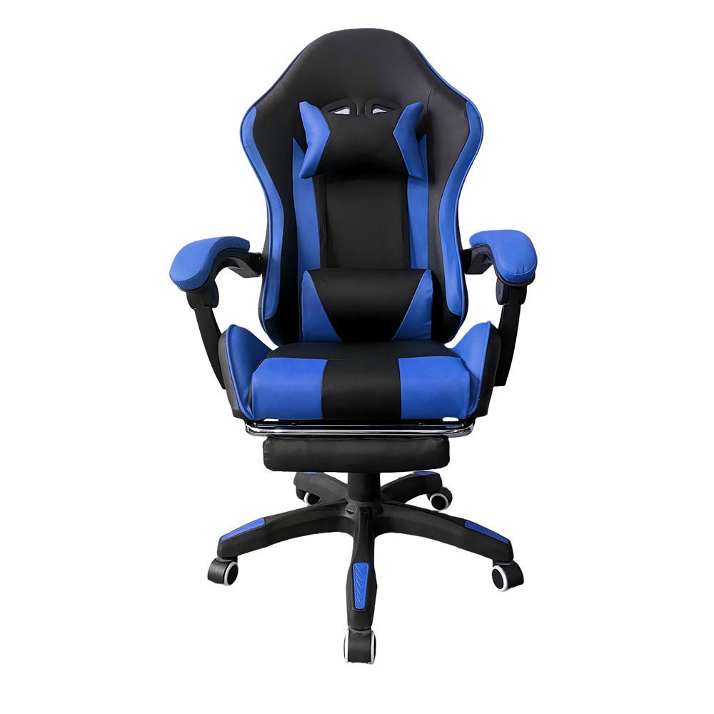 Gaming Chair with Footrest & Bluetooth Speakers – Ergonomic PU Leather Recliner GC670 - with Blue | Sold by Uncle Wiener's Wholesale