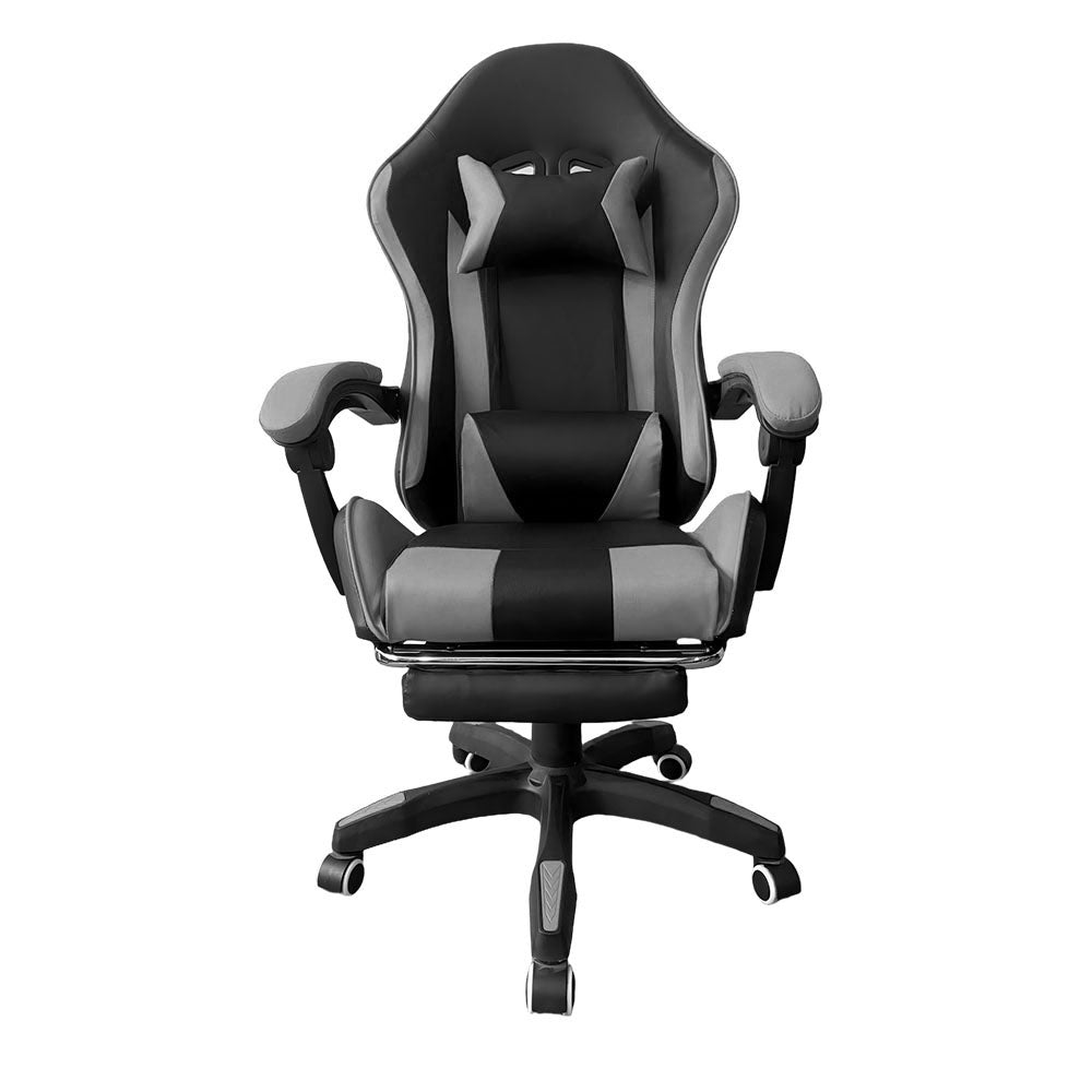 Gaming Chair with Footrest & Bluetooth Speakers – Ergonomic PU Leather Recliner GC670 - with Gray | Sold by Uncle Wiener's Wholesale