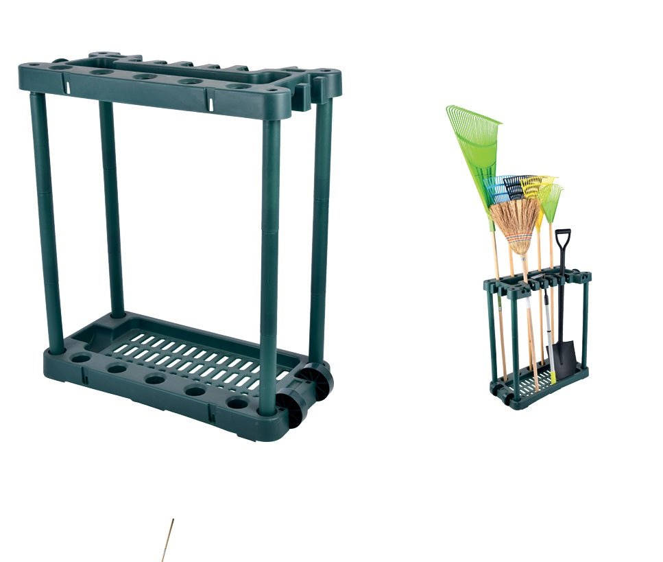 Garden Tool Rack Organizer with Wheels 29.5"–32.7" Adjustable G0607A - with | Sold by Uncle Wiener's Wholesale