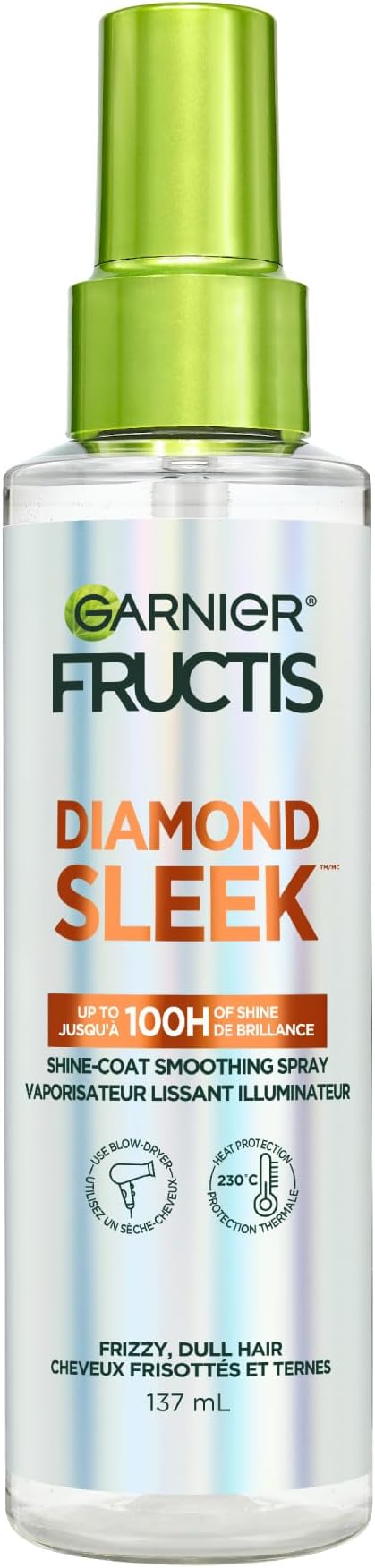 Garnier Fructis Diamond Sleek Smoothing Spray Heat Protectant Anti Frizz Hair Spray 150mL - with | Sold by Uncle Wiener's Wholesale