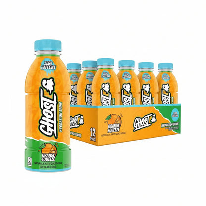 Ghost Hydration Orange Squeeze Sports Drink 16.9 fl oz, 12 - Pack | Exp. 03/2025 - Sports Hydration Drink / Expired Inventory with 16.9 fl oz | Sold by Uncle Wiener's Wholesale