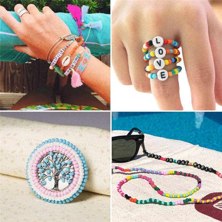 Glass Seed Beads Jewelry Making Kit 7200PCS 4mm DIY Bracelet Craft Set Multicolor GSB139 - with | Sold by Uncle Wiener's Wholesale