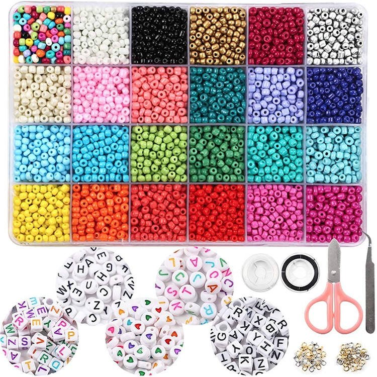 Glass Seed Beads Jewelry Making Kit 7200PCS 4mm DIY Bracelet Craft Set Multicolor GSB139 - with | Sold by Uncle Wiener's Wholesale