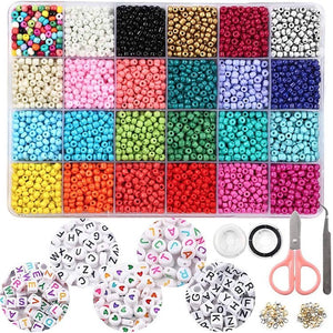 Glass Seed Beads Jewelry Making Kit 7200PCS 4mm DIY Bracelet Craft Set Multicolor GSB139
