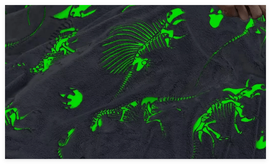Glow - in - the - Dark Kids Throw Blanket – Unicorn or Dinosaur – 59" × 79" - with Glow - in - the - Dark Dinosaur 59" × 79" | Sold by Uncle Wiener's Wholesale