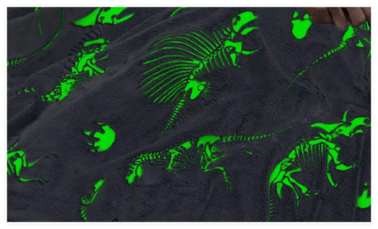 Glow - in - the - Dark Kids Throw Blanket – Unicorn or Dinosaur – 59" × 79" - with Glow - in - the - Dark Dinosaur 59" × 79" | Sold by Uncle Wiener's Wholesale