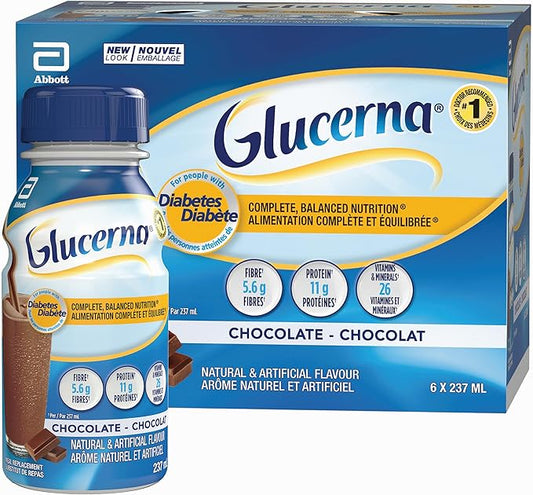Glucerna Nutritional Drink Meal Replacement Shakes Assorted Flavours 6 x 237mL Bottles - Snack with Chocolate | Sold by Uncle Wiener's Wholesale