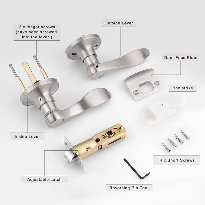 Gobrico Keyless Passage Door Lever – Interior Hallway & Closet Door Handle, Reversible Modern Lever Lockset for Left & Right Hand Doors - Furniture with 10 | Sold by Uncle Wiener's Wholesale