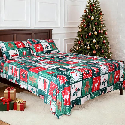 Gogreen Christmas Flannel Bed Set / Blanket – Ultra Soft Microfiber Deep Pocket Sheets, Assorted Holiday Prints, Assorted sizes - Home products with Blanket | Sold by Uncle Wiener's Wholesale