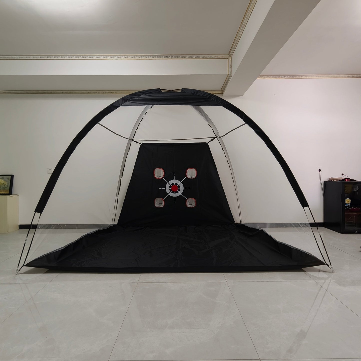 Golf Practice Net: 10x7FT Driving Range with Tri - Turf Mat & Quiet Nylon Target GN1007 - with | Sold by Uncle Wiener's Wholesale