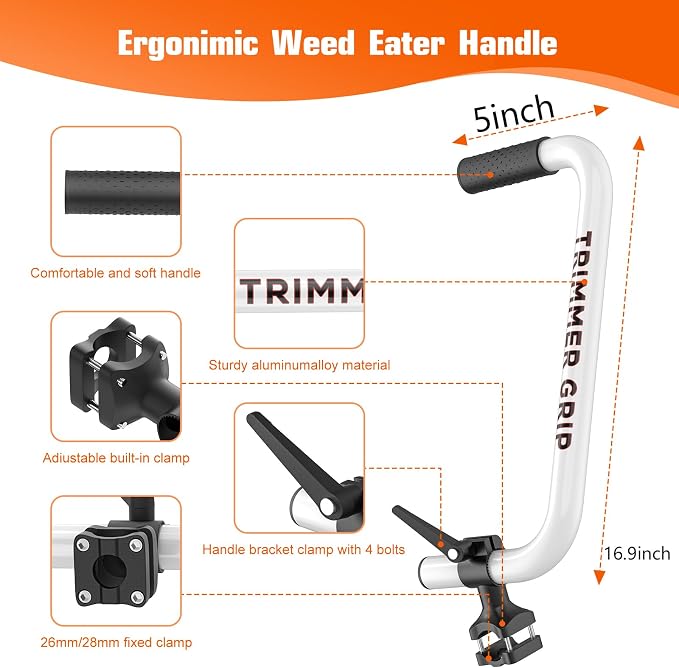 GOSDENG Weed Eater Handle Extension 16.9 Inch – Ergonomic Back Saver String Trimmer Grip, Adjustable Aluminum Handle - Garden & Landscaping with | Sold by Uncle Wiener's Wholesale