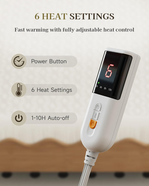 Gotcozy Heated Mattress Pad King Size Dual Control - Electric Mattress Pad Fit up to 15‘’ with 6 Heat Setting & 10 Hour Auto Off ETL Certified Machine Washable(White) - with | Sold by Uncle Wiener's Wholesale