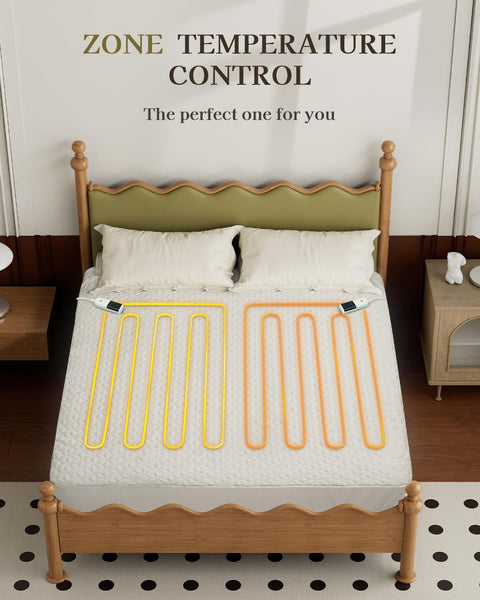 Gotcozy Heated Mattress Pad King Size Dual Control - Electric Mattress Pad Fit up to 15‘’ with 6 Heat Setting & 10 Hour Auto Off ETL Certified Machine Washable(White) - with | Sold by Uncle Wiener's Wholesale