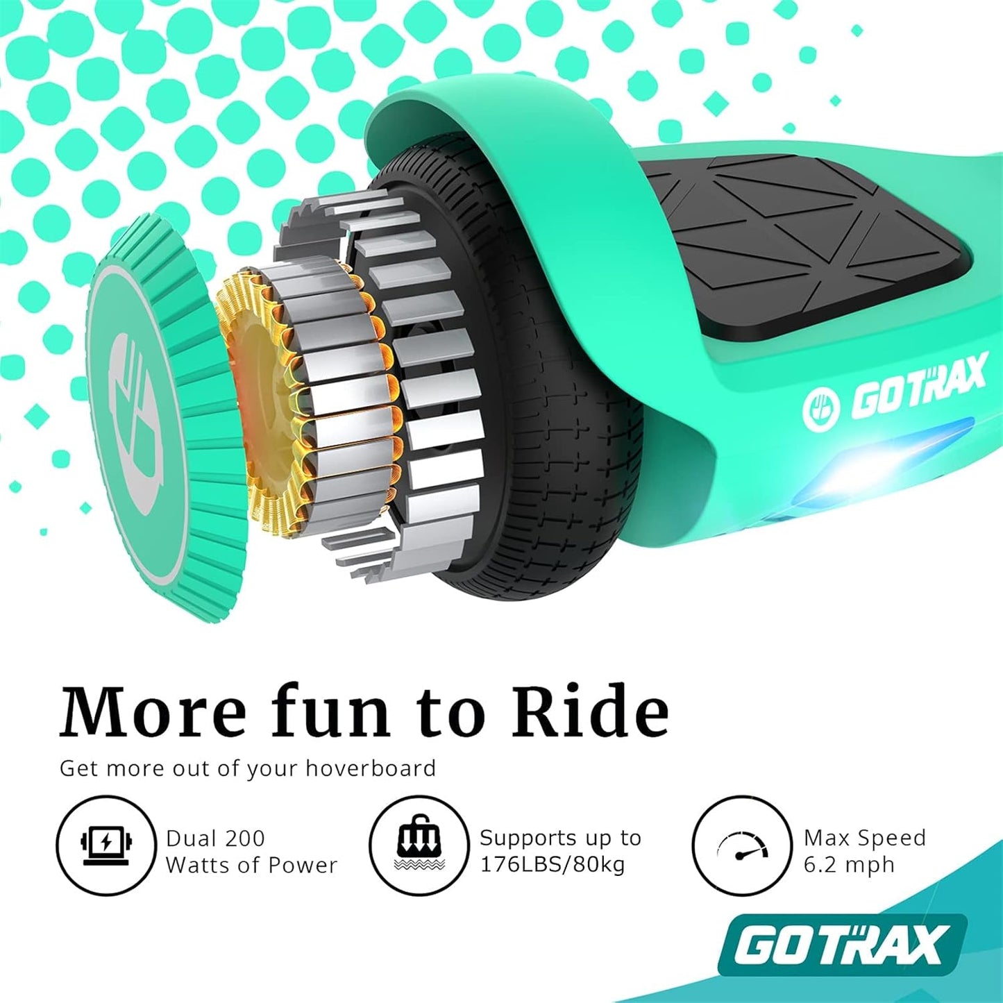 Gotrax EDGE Hoverboard – 6.5" LED Wheels, Dual 200W Motors, UL2272 Self - Balancing Scooter GTXEDGETEAL - with | Sold by Uncle Wiener's Wholesale