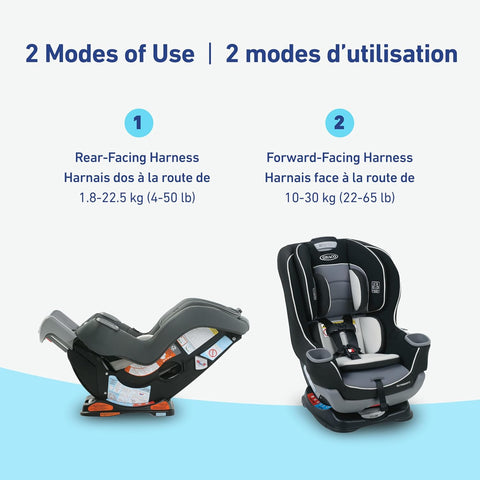 Graco Extend2Fit Convertible Car Seat, 2 - in - 1 Forward & Rear - Facing Baby Car Seat, 1.8 - 30 kg (4 - 65 lb), Gotham - with | Sold by Uncle Wiener's Wholesale