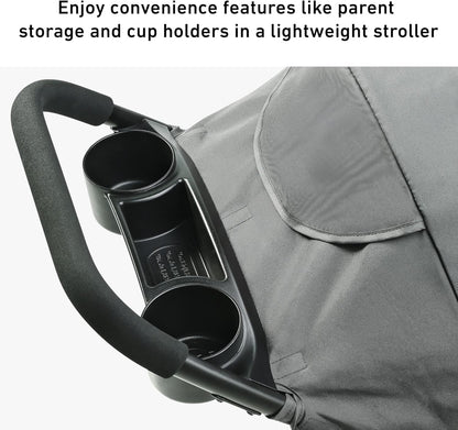 Graco NimbleLite Lightweight Baby Stroller – Gotham front view
Graco baby stroller compact fold – Gotham model
Stroller with cup holders and child tray – Graco NimbleLite
Lightweight stroller with car seat compatibility and canopy