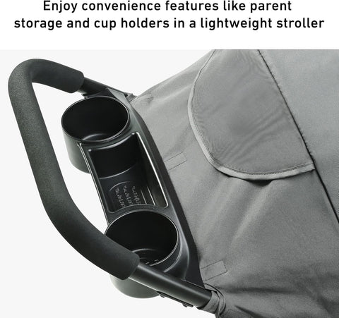 Graco NimbleLite Lightweight Baby Stroller – Gotham front view
Graco baby stroller compact fold – Gotham model
Stroller with cup holders and child tray – Graco NimbleLite
Lightweight stroller with car seat compatibility and canopy