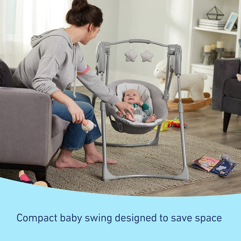 Graco Slim Spaces Compact Baby Swing Chair, Newborn/Infant Swing Seat from 2.4 - 11.3 kg (5.5 - 25 lb), Humphry, USED - with | Sold by Uncle Wiener's Wholesale