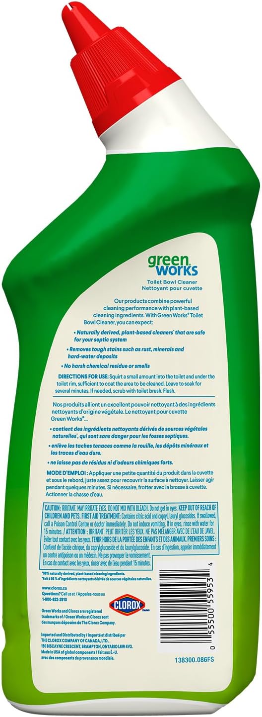 Green Works Toilet Bowl Cleaner 709mL Plant Based Toilet Cleaner - with | Sold by Uncle Wiener's Wholesale