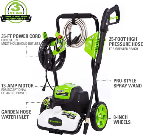 Greenworks 1800 PSI 1.2 GPM Pressure Washer (Open Frame) PWMA Certified - with 1800PSI | Sold by Uncle Wiener's Wholesale