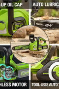 Greenworks 24V 12" Brushless Cordless Compact Chainsaw (Great For Storm Clean - Up, Pruning, and Firewood / 125+ Compatible Tools), Tool Only - with Green | Sold by Uncle Wiener's Wholesale