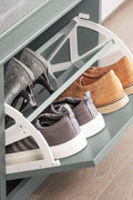 Grey Storage Shoe Bench with Flip Drawers & Cushion Seat – Modern Entryway Cabinet FSR64HG - with | Sold by Uncle Wiener's Wholesale