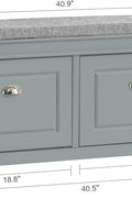 Grey Storage Shoe Bench with Flip Drawers & Cushion Seat – Modern Entryway Cabinet FSR64HG - with | Sold by Uncle Wiener's Wholesale