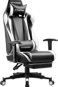 GTRACING Gaming Chair with Footrest, Ergonomic Computer Game Desk Chair, Reclining Gamer Chair Seat Height Adjustment, Swivel Rocker with Headrest and Lumbar (White) - with White | Sold by Uncle Wiener's Wholesale