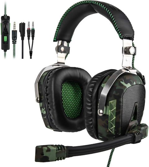 GW SADES SA926T Stereo Gaming Headset for PS4 New Xbox One, Bass Over - Ear Headphones with Microphone and In - line Volume Control for Laptop, PC, Mac, iPad, Computer, Smart phones(Camouflage) - with | Sold by Uncle Wiener's Wholesale